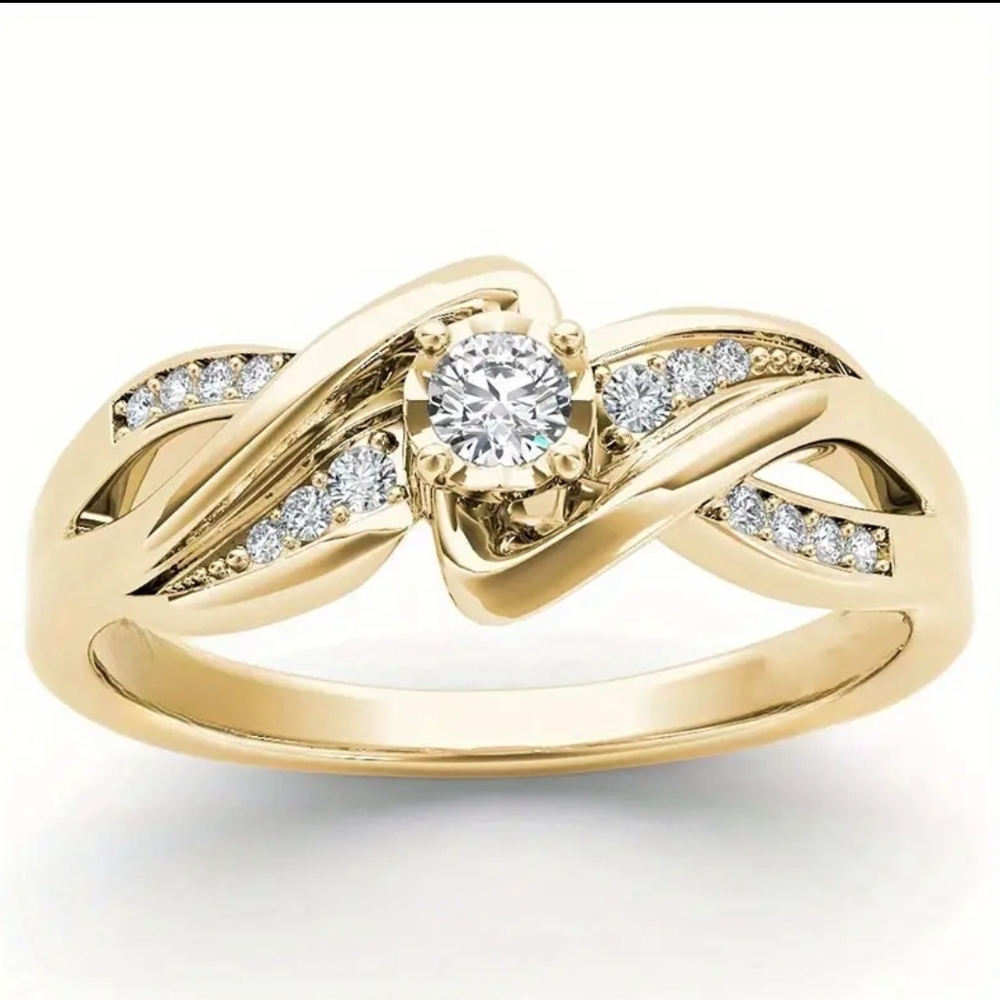 Elegant Gold Zerconia Ring